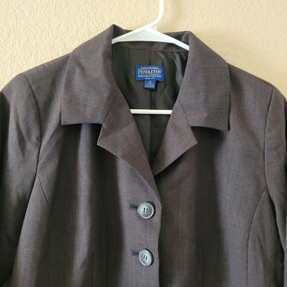 Pendleton Womens 100% Virgin Wool Brown Blazer Size 12 4 Button Front Nwt - Picture 5 of 9